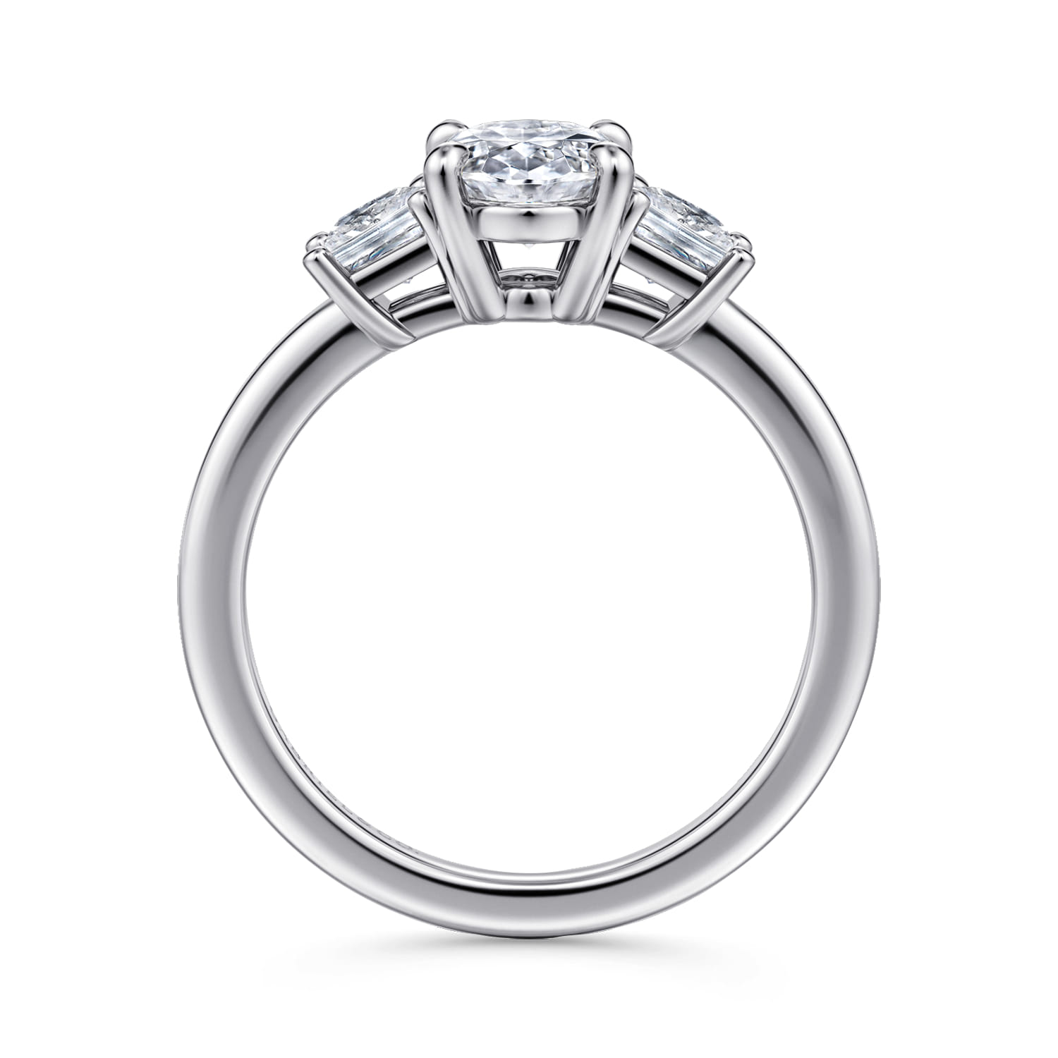 Antonia - 14K White Gold Oval Three Stone Diamond Engagement Ring - 0.5 ct - Shot 2