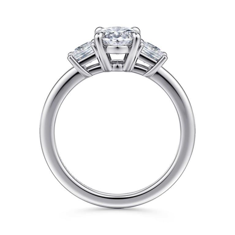 Antonia - 14K White Gold Oval Three Stone Diamond Engagement Ring - 0.5 ct - Shot 2