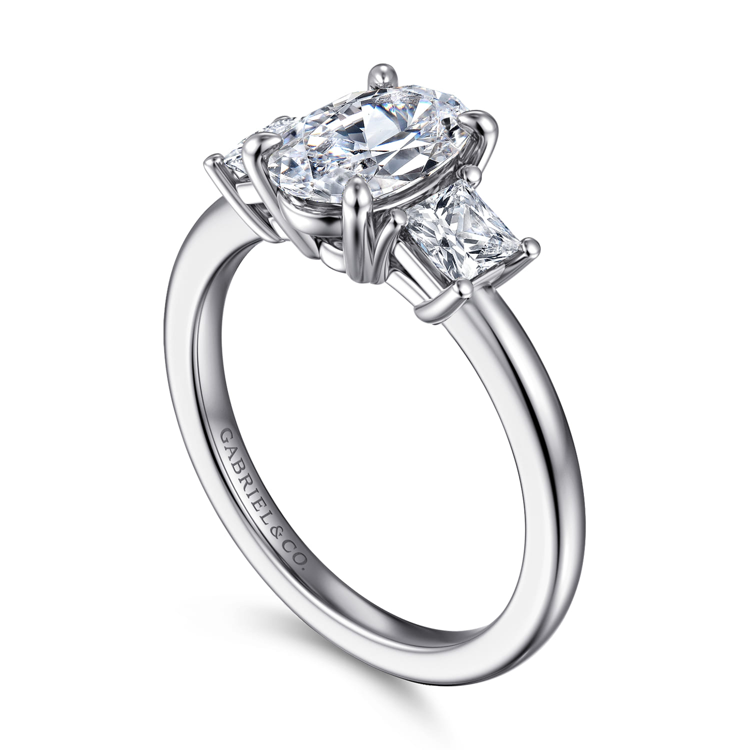 Antonia - 14K White Gold Oval Three Stone Diamond Engagement Ring - 0.5 ct - Shot 3