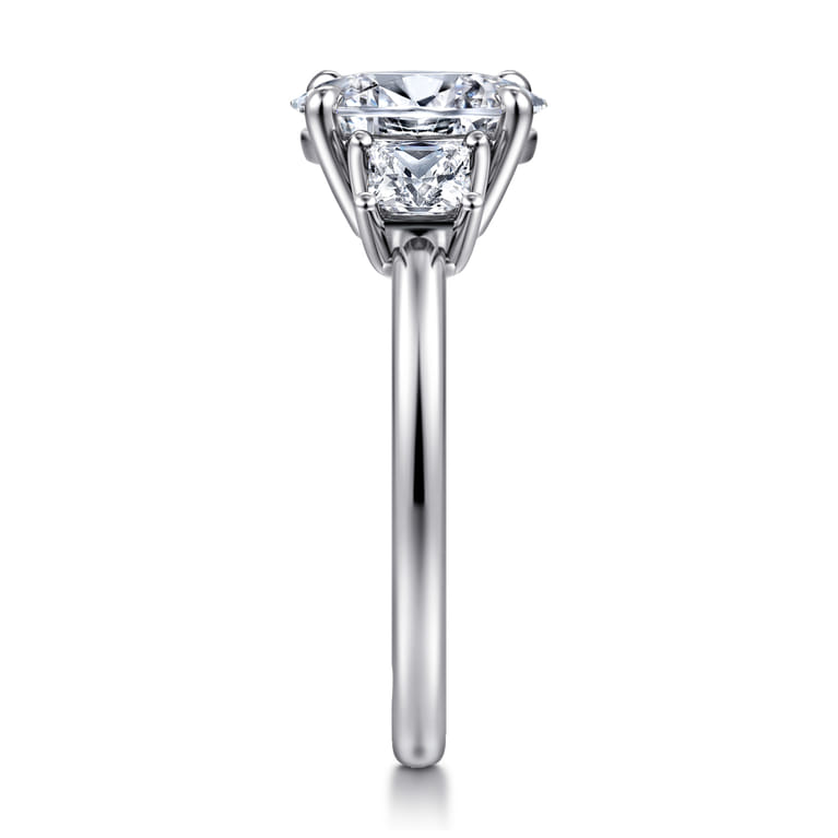 Antonia - 14K White Gold Oval Three Stone Diamond Engagement Ring - 0.5 ct - Shot 4