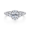Estefani - 14K White Gold Oval Five Stone Diamond Engagement Ring - 0.8 ct