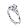 Estefani - 14K White Gold Oval Five Stone Diamond Engagement Ring - 0.8 ct