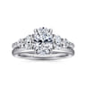 Estefani - 14K White Gold Oval Five Stone Diamond Engagement Ring - 0.8 ct