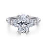 Estefani - 14K White Gold Oval Diamond Engagement Ring - 0.8 ct