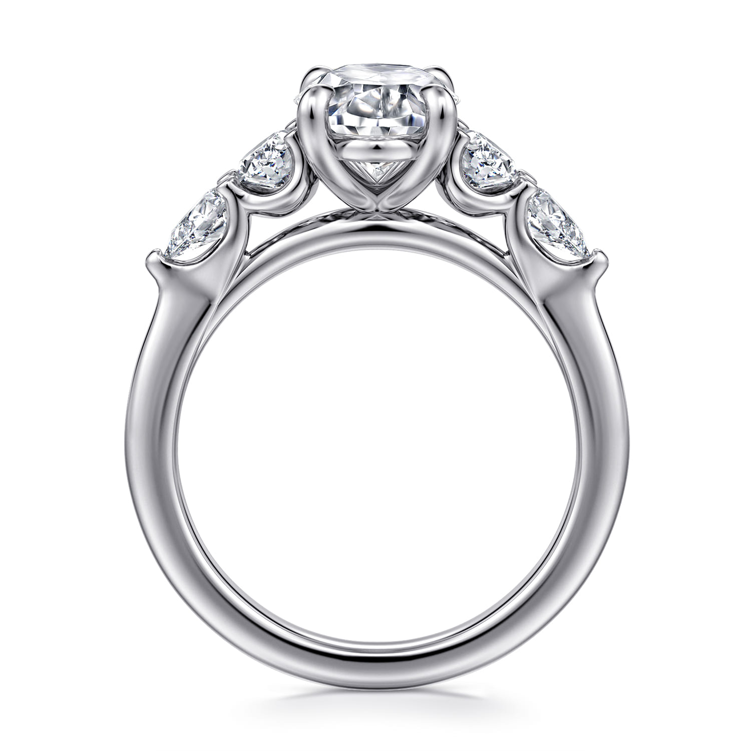 Estefani - 14K White Gold Oval Diamond Engagement Ring - 0.8 ct - Shot 2