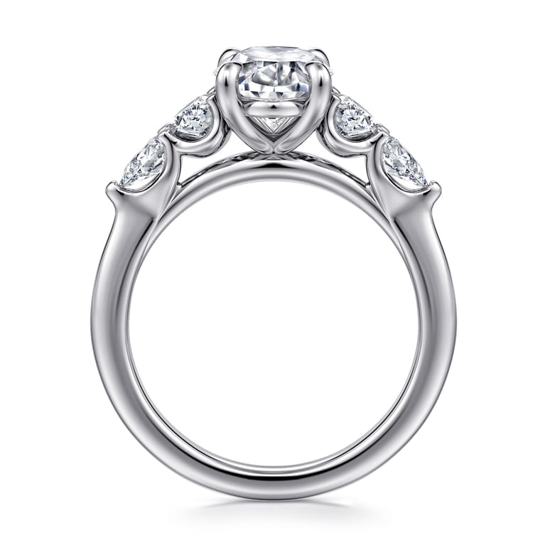 Estefani - 14K White Gold Oval Diamond Engagement Ring - 0.8 ct - Shot 2