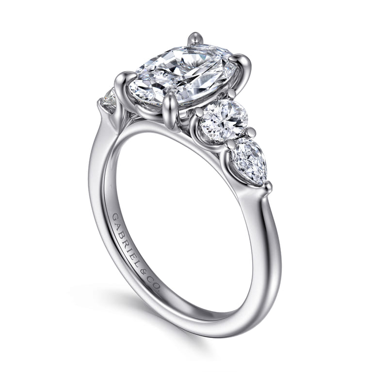 Estefani - 14K White Gold Oval Diamond Engagement Ring - 0.8 ct - Shot 3