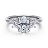 Stephi - 14K White Gold Oval Three Stone Diamond Engagement Ring - 0.5 ct