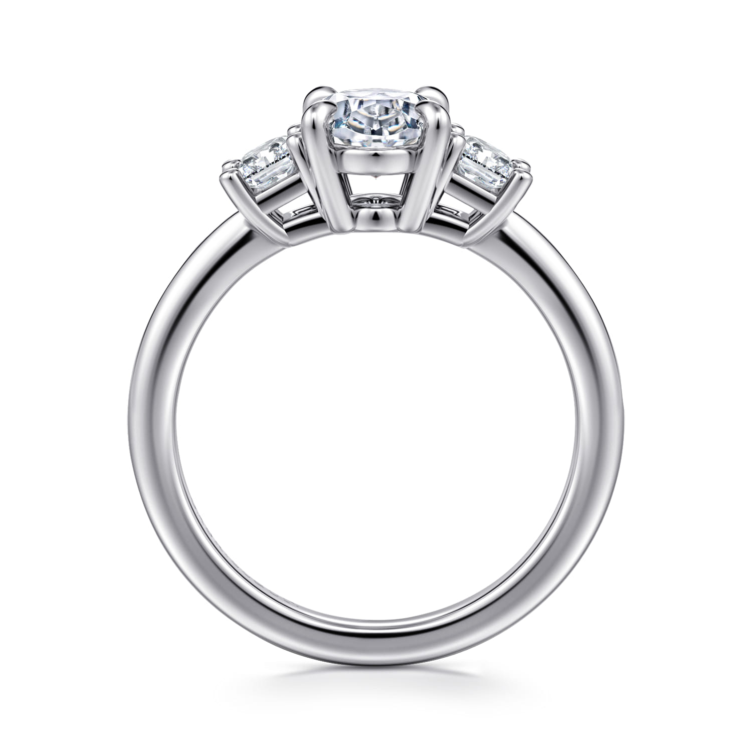 Stephi - 14K White Gold Oval Three Stone Diamond Engagement Ring - 0.5 ct - Shot 2
