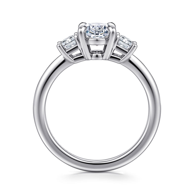 Stephi - 14K White Gold Oval Three Stone Diamond Engagement Ring - 0.5 ct - Shot 2