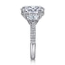 Ferah - 14K White Gold Three Stone Oval Cut Diamond Engagement Ring - 1.17 ct