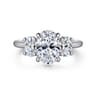 Charisa - 14K White Gold Oval Three Stone Diamond Engagement Ring - 0.7 ct