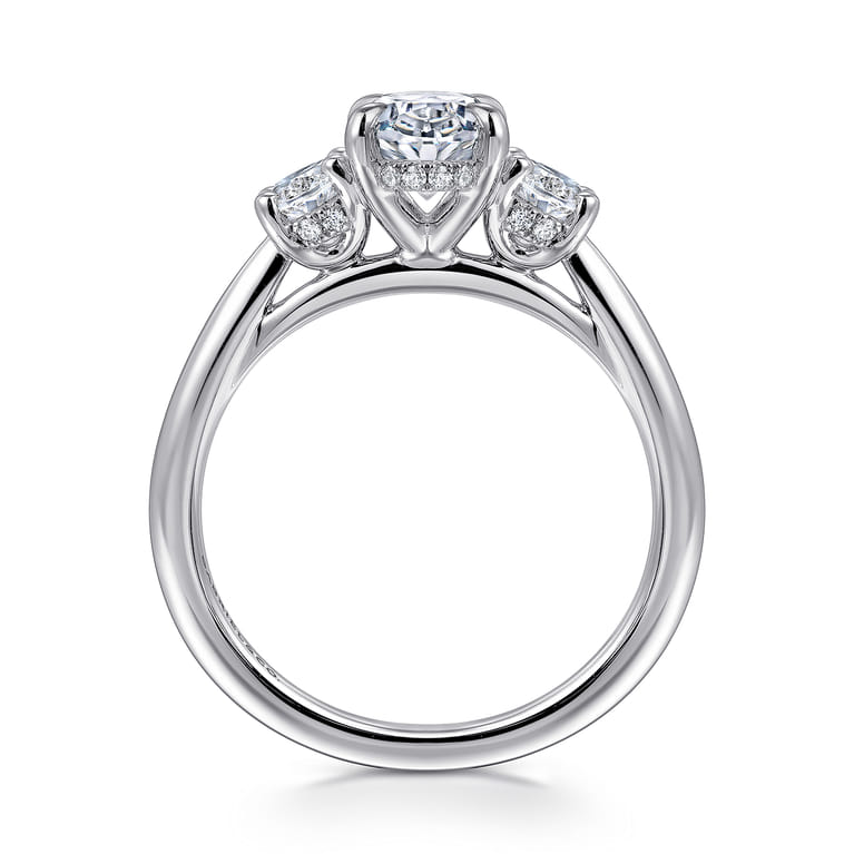 Charisa - 14K White Gold Oval Three Stone Diamond Engagement Ring - 0.7 ct - Shot 2