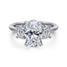 Charisa - 14K White Gold Oval Three Stone Diamond Engagement Ring - 0.7 ct