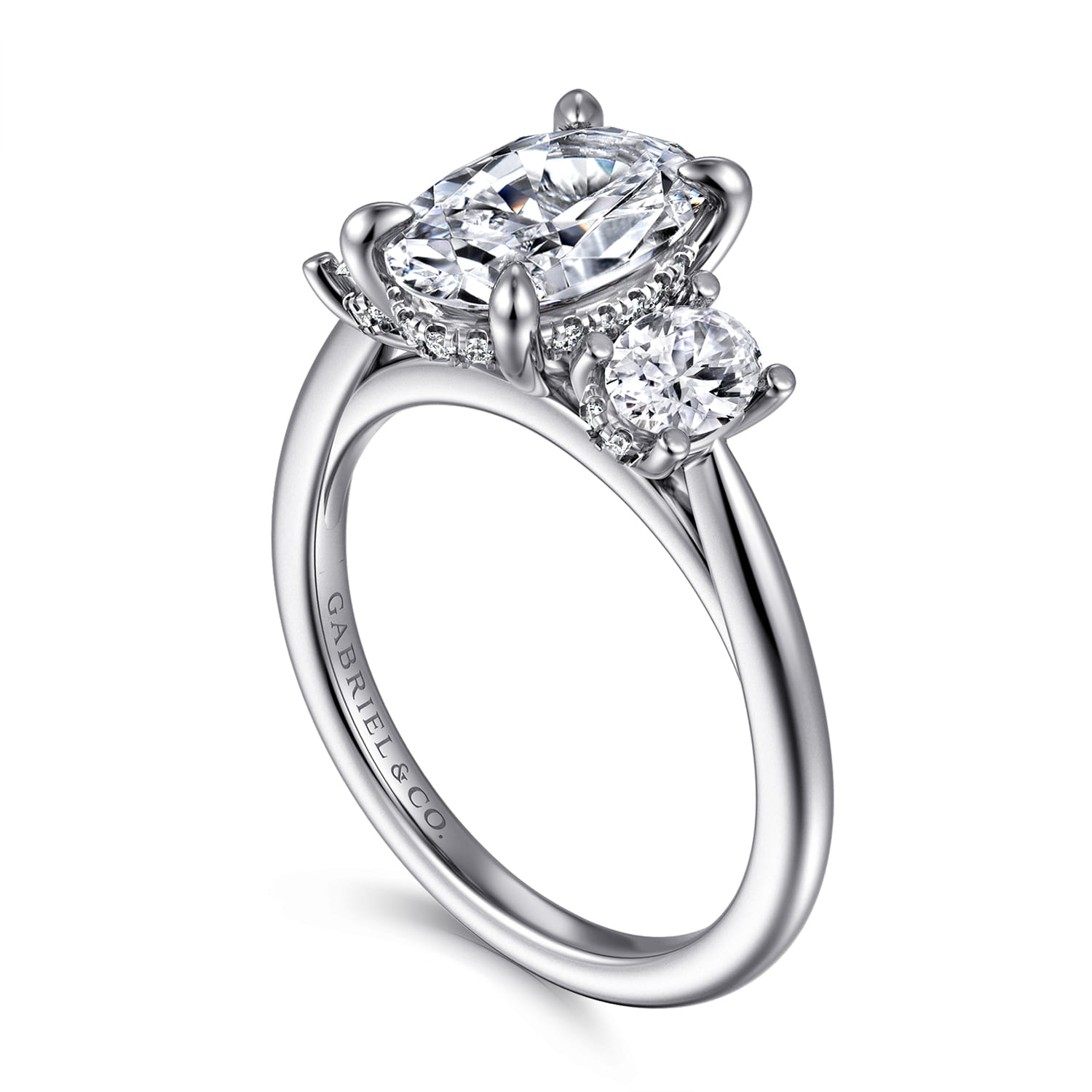 Charisa - 14K White Gold Oval Three Stone Diamond Engagement Ring - 0.7 ct - Shot 3