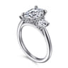 Charisa - 14K White Gold Oval Three Stone Diamond Engagement Ring - 0.7 ct