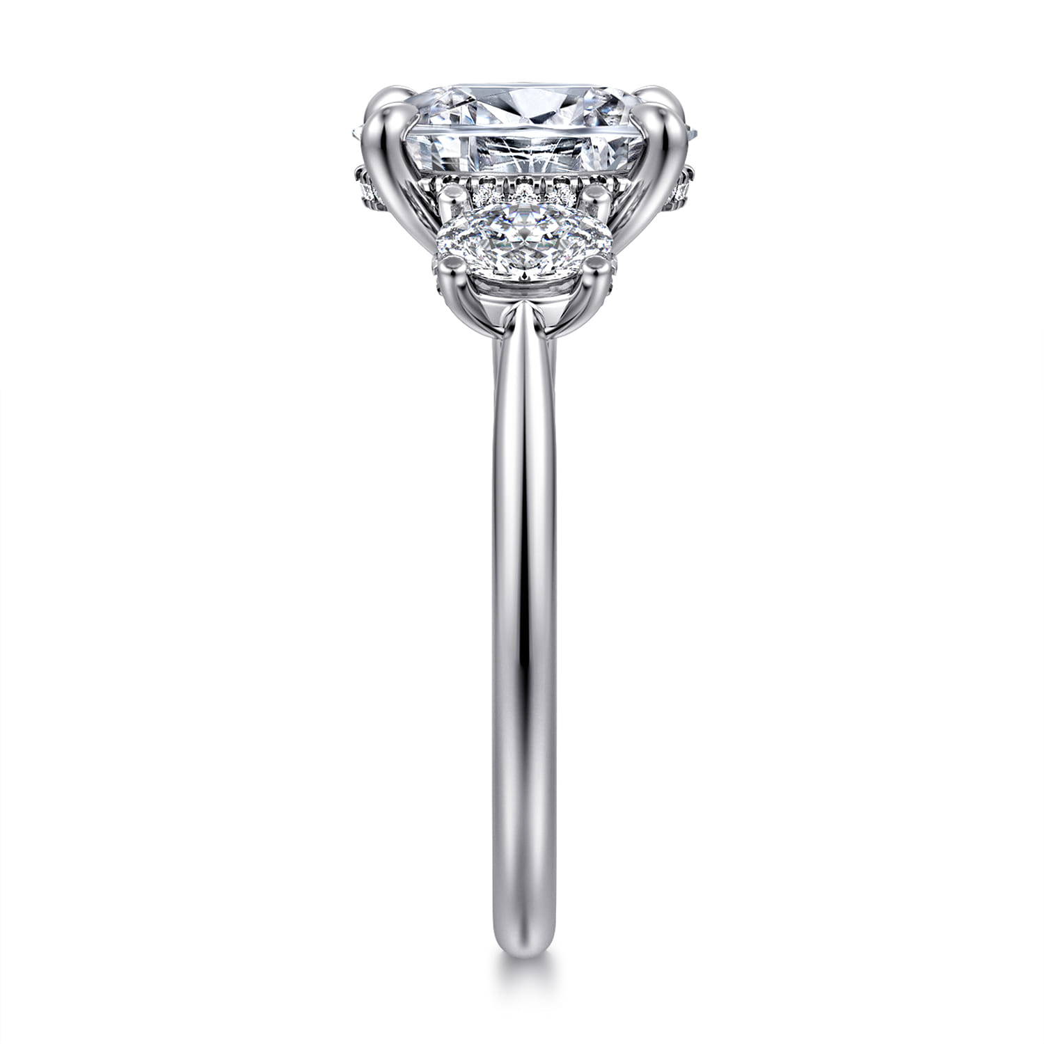 Charisa - 14K White Gold Oval Three Stone Diamond Engagement Ring - 0.7 ct - Shot 4