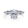 Louann - 14K White Gold Oval Three Stone Diamond Engagement Ring - 0.3 ct