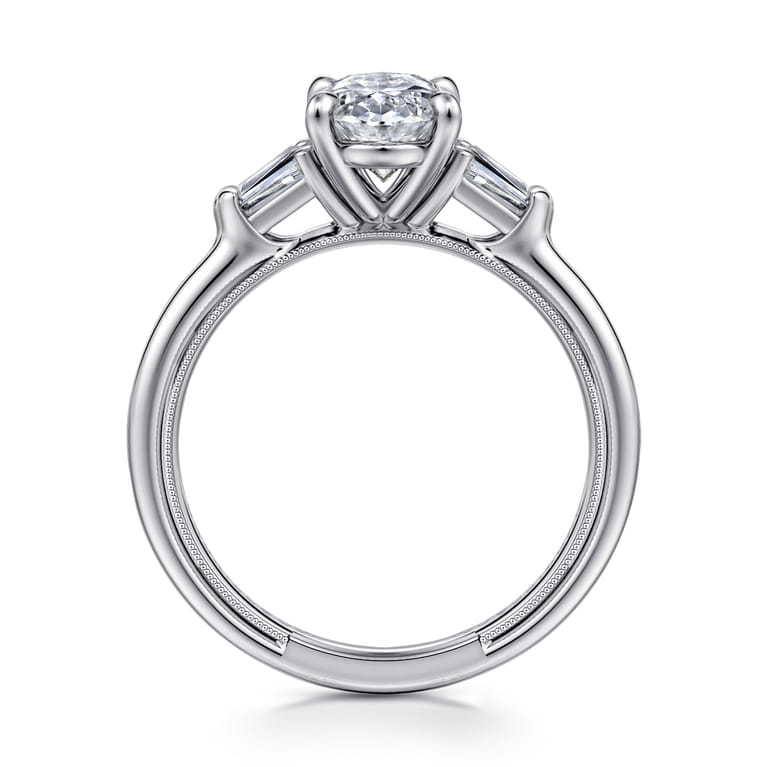 Louann - 14K White Gold Oval Three Stone Diamond Engagement Ring - 0.3 ct - Shot 2