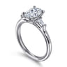 Louann - 14K White Gold Oval Three Stone Diamond Engagement Ring - 0.3 ct