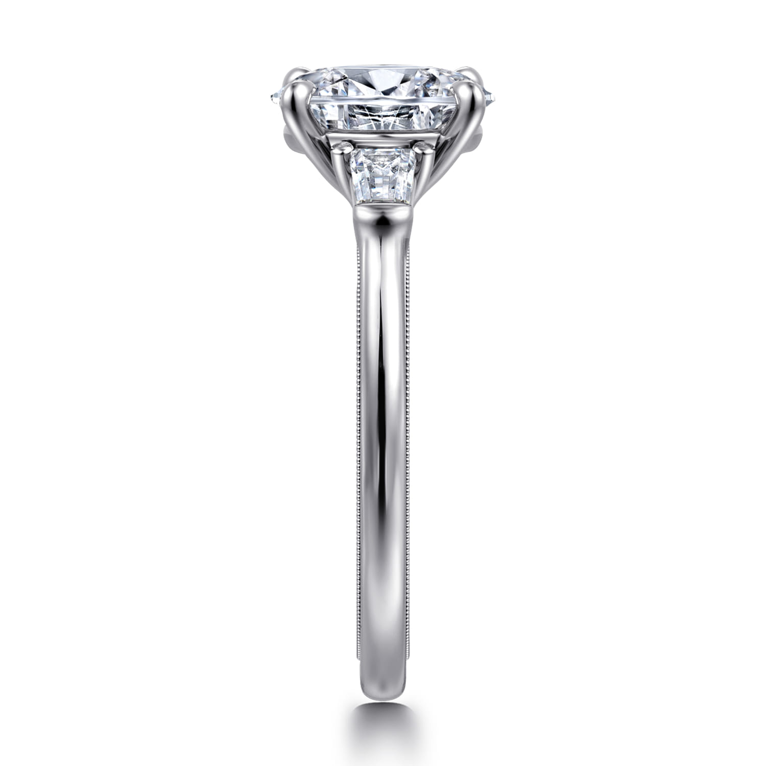 Louann - 14K White Gold Oval Three Stone Diamond Engagement Ring - 0.3 ct - Shot 4