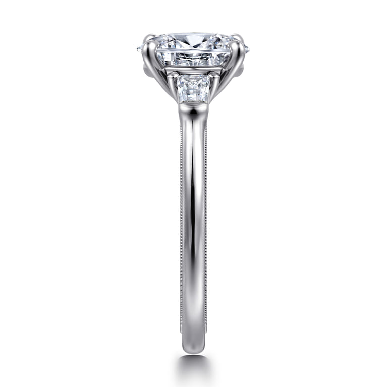 Louann - 14K White Gold Oval Three Stone Diamond Engagement Ring - 0.3 ct - Shot 4