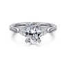 Reema - 14K White Gold Oval Three Stone Lotus Diamond Engagement Ring - 0.24 ct