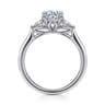 Reema - 14K White Gold Oval Three Stone Lotus Diamond Engagement Ring - 0.24 ct