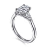 Reema - 14K White Gold Oval Three Stone Lotus Diamond Engagement Ring - 0.24 ct