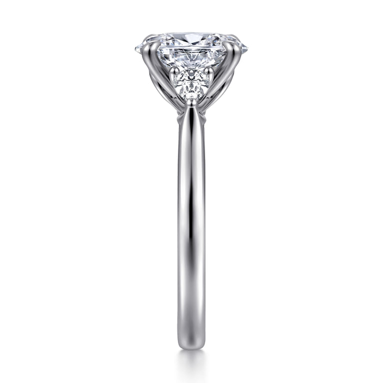 Reema - 14K White Gold Oval Three Stone Lotus Diamond Engagement Ring - 0.24 ct - Shot 5