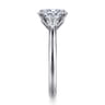 Reema - 14K White Gold Oval Three Stone Lotus Diamond Engagement Ring - 0.24 ct