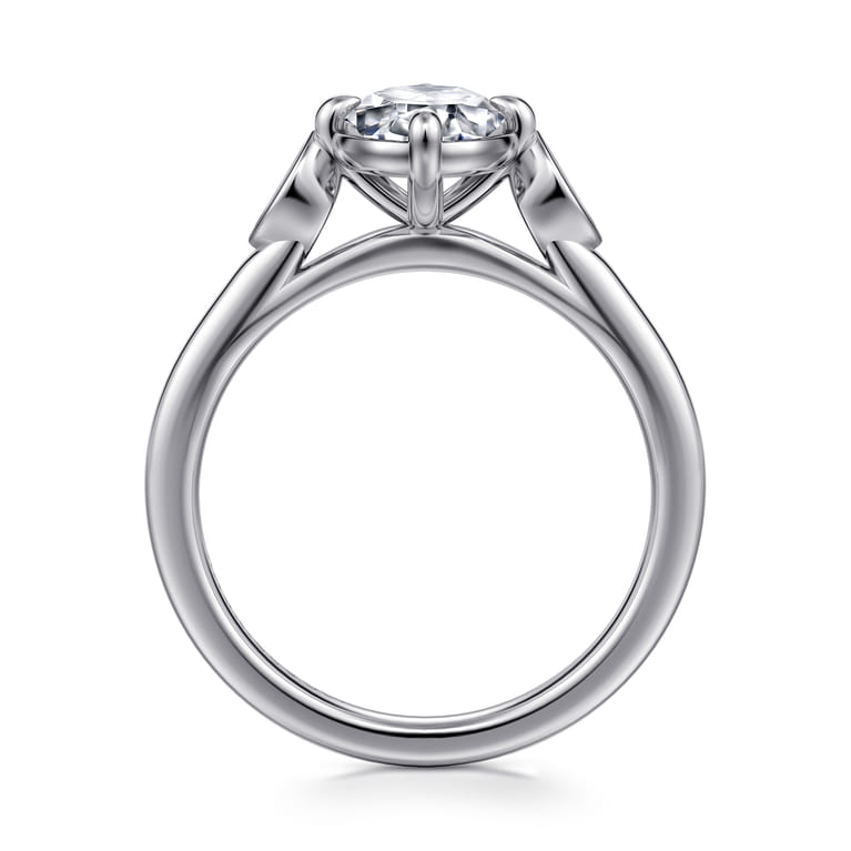 Charli - 14K White Gold Bezel Prong Oval Three Stone Diamond Engagement Ring - 0.1 ct - Shot 2