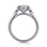 Charli - 14K White Gold Bezel Prong Oval Three Stone Diamond Engagement Ring - 0.1 ct