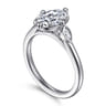 Charli - 14K White Gold Bezel Prong Oval Three Stone Diamond Engagement Ring - 0.1 ct