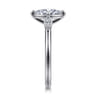 Charli - 14K White Gold Bezel Prong Oval Three Stone Diamond Engagement Ring - 0.1 ct