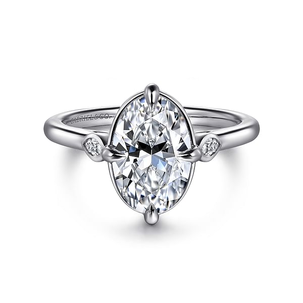 14k White Gold Oval Gemstone and Diamond Ring 14k White Gold Oval Gemstone and Diamond Ring
