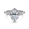 Charli - 14K White Gold Oval Three Stone Diamond Engagement Ring - 0.1 ct