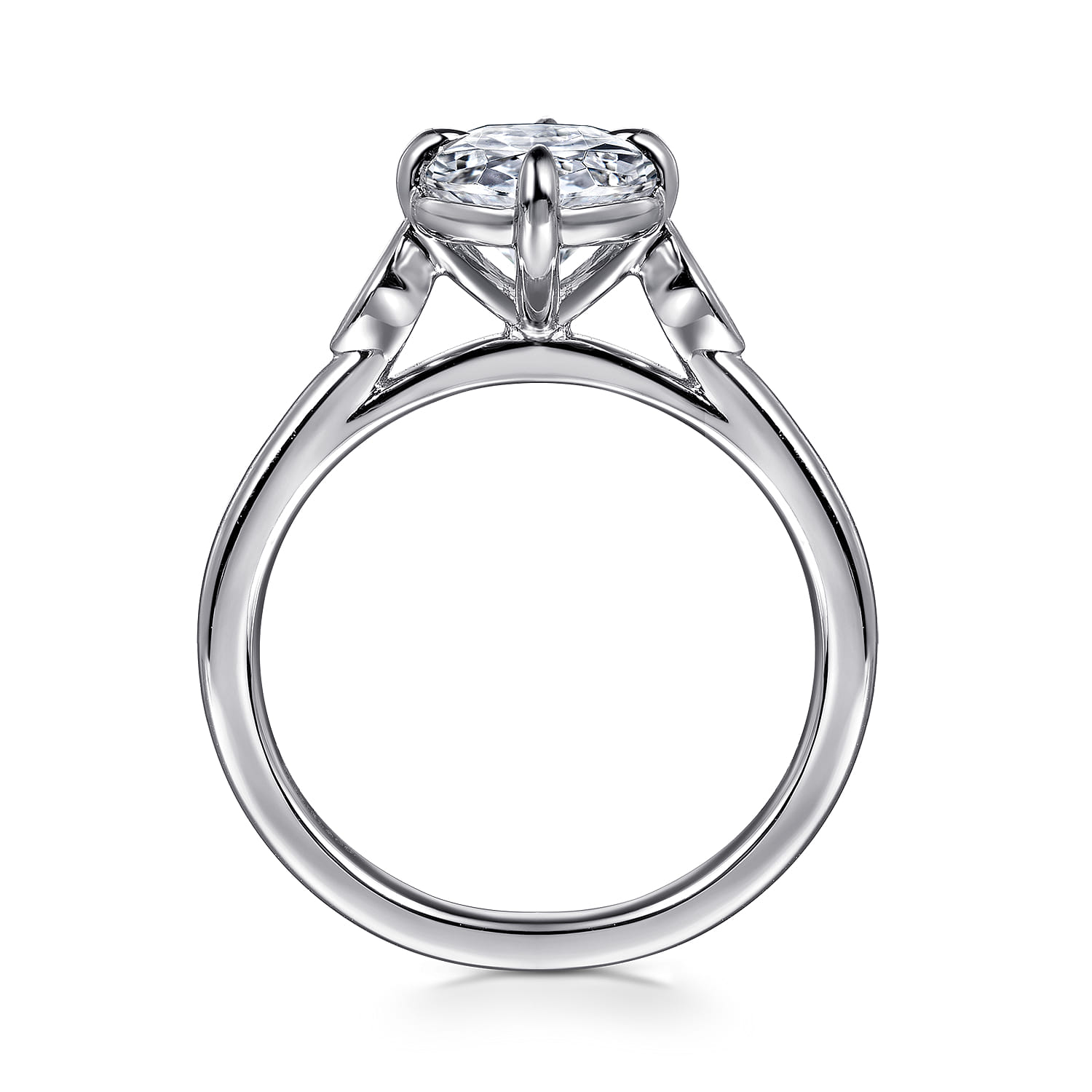 Charli - 14K White Gold Oval Three Stone Diamond Engagement Ring - 0.1 ct - Shot 2