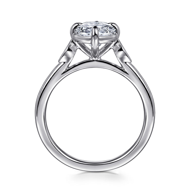 Charli - 14K White Gold Oval Three Stone Diamond Engagement Ring - 0.1 ct - Shot 2