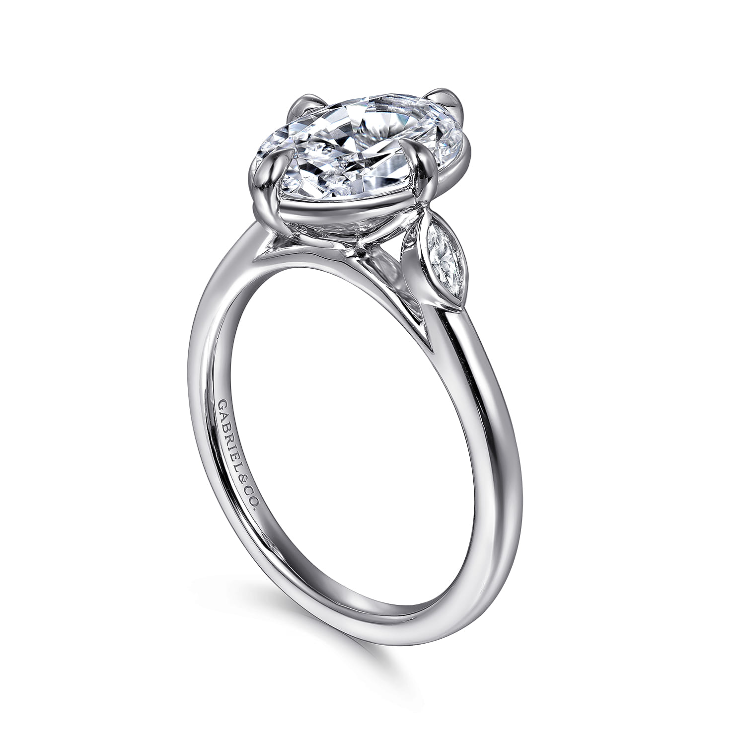Charli - 14K White Gold Oval Three Stone Diamond Engagement Ring - 0.1 ct - Shot 3