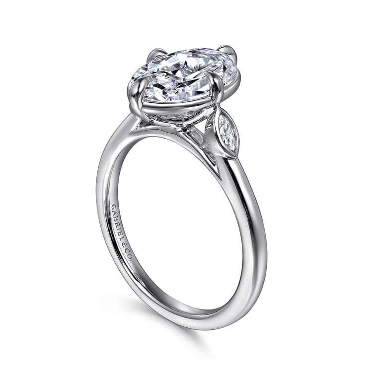 Charli - 14K White Gold Oval Three Stone Diamond Engagement Ring - 0.1 ct - Shot 3
