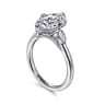 Charli - 14K White Gold Oval Three Stone Diamond Engagement Ring - 0.1 ct
