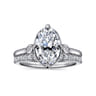 Charli - 14K White Gold Oval Three Stone Diamond Engagement Ring - 0.1 ct
