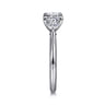 Darline - 14K White Gold Oval Three Stone Lotus Diamond Engagement Ring - 0.22 ct