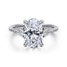 Sima - 14K White Gold Oval Three Stone Diamond Engagement Ring - 0.3 ct