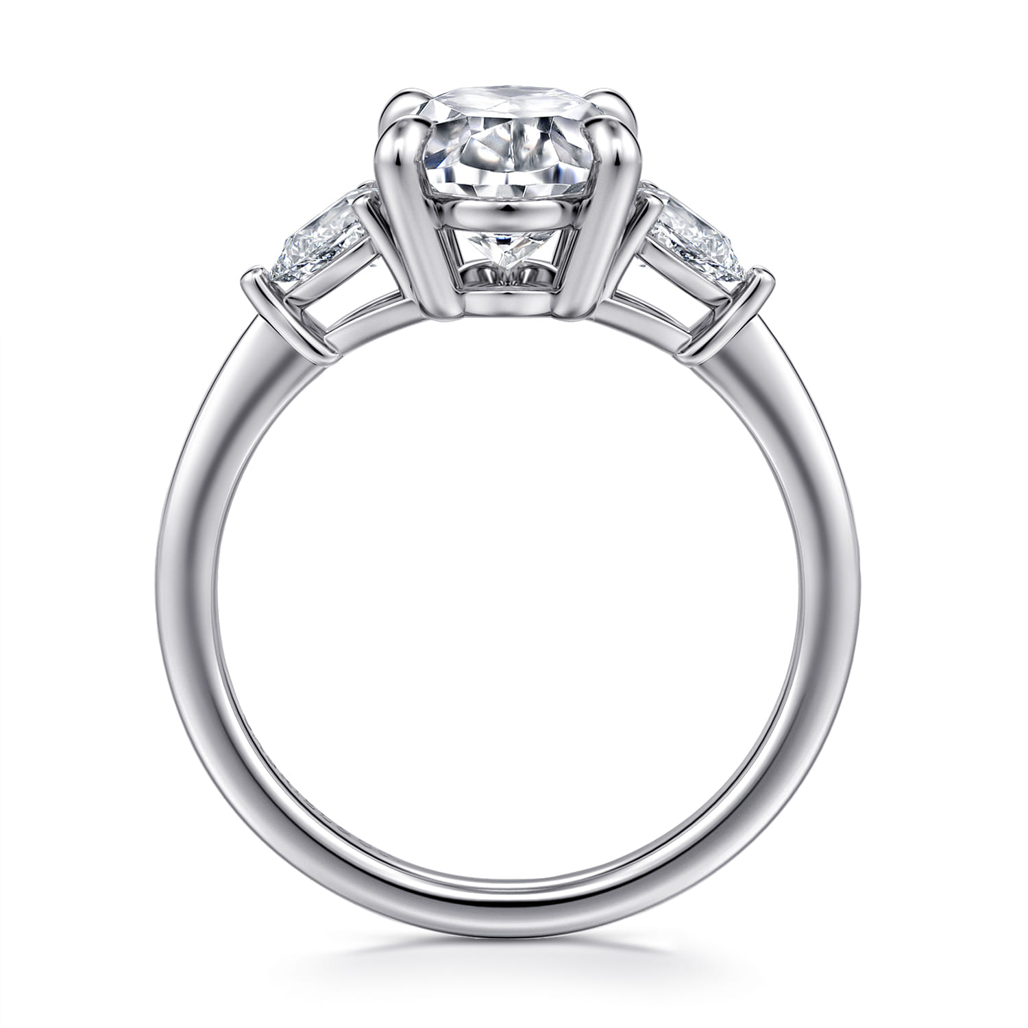 Sima - 14K White Gold Oval Three Stone Diamond Engagement Ring - 0.3 ct - Shot 2