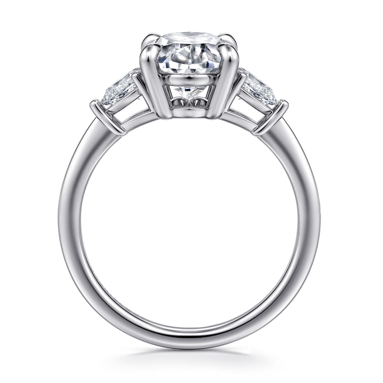 Sima - 14K White Gold Oval Three Stone Diamond Engagement Ring - 0.3 ct - Shot 2