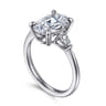 Sima - 14K White Gold Oval Three Stone Diamond Engagement Ring - 0.3 ct