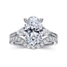 Sima - 14K White Gold Oval Three Stone Diamond Engagement Ring - 0.3 ct