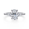 Sima - 14K White Gold Oval Three Stone Diamond Engagement Ring - 0.3 ct